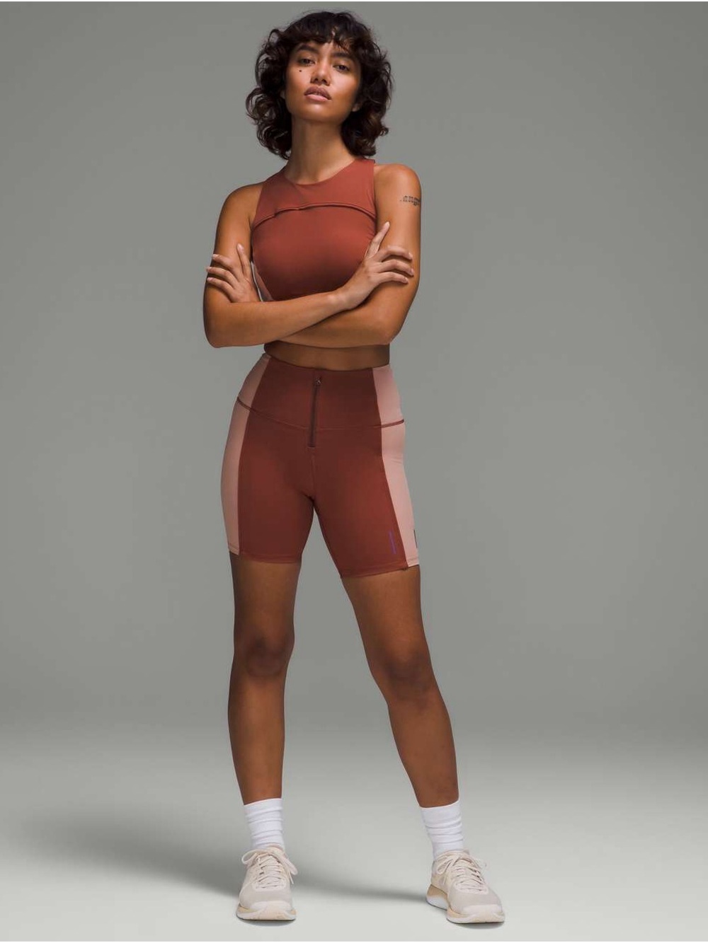 lululemon athletica High-Rise Rust & Blush Colorblock Bike Shorts